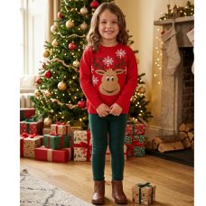 OVX34: Kids Knitted Christmas Reindeer Jumpers (2-12 years)